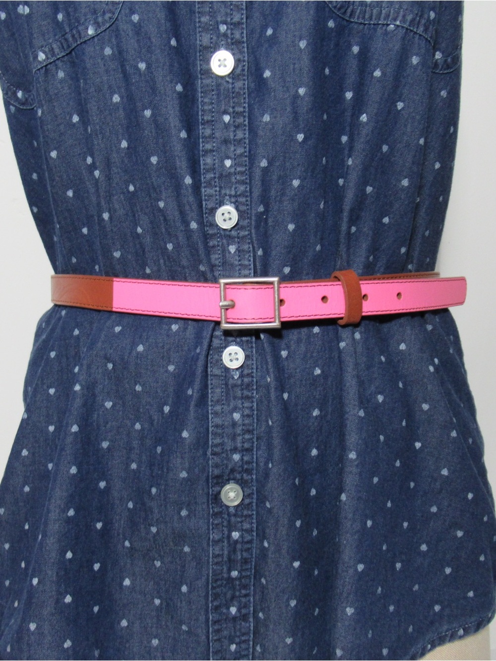 Gap Colorblock Pink and Brown Leather Belt Size Small